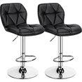 thumbnail image 1 of Yaheetech Set of 2 Adjustable Modern PU Leather Swivel Bar Stools with Backrest, Black, 1 of 8