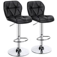 thumbnail image 1 of Topeakmart 2pcs Adjustable Modern PU Leather Swivel Bar Stools with Backrest, Black, 1 of 7