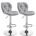 thumbnail image 1 of Topeakmart 2pcs Adjustable Modern PU Leather Swivel Bar Stools with Backrest, Light Gray, 1 of 7