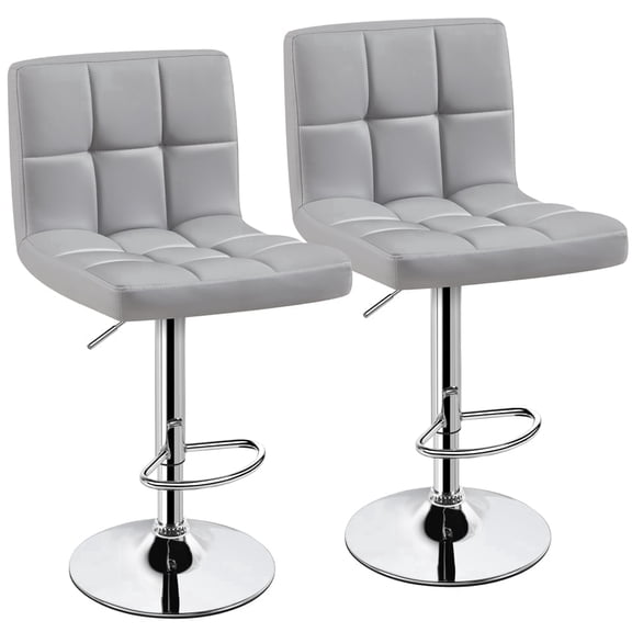 Topeakmart 2pcs Adjustable PU Leather Counter Bar Stools with Backrest, Light Gray
