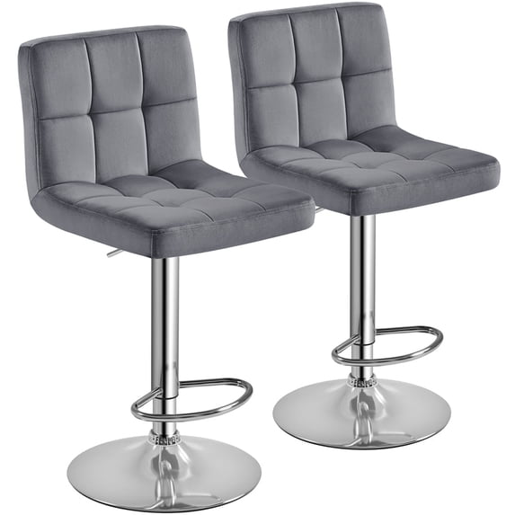 Yaheetech 2pcs Adjustable Velvet Counter Bar Stools with Backrest for Dining Room, Dark Gray