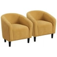 thumbnail image 1 of Topeakmart 2pcs Boucle Club Chair Accent Barrel Chair Upholstered Arm Chair, Mustard Yellow, 1 of 9