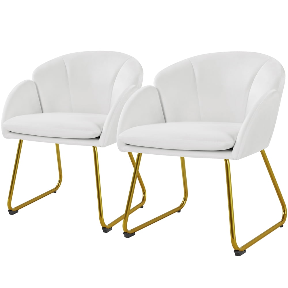 Topeakmart 2pcs Flower Shape Velvet Armchair Accent Chair with Golden