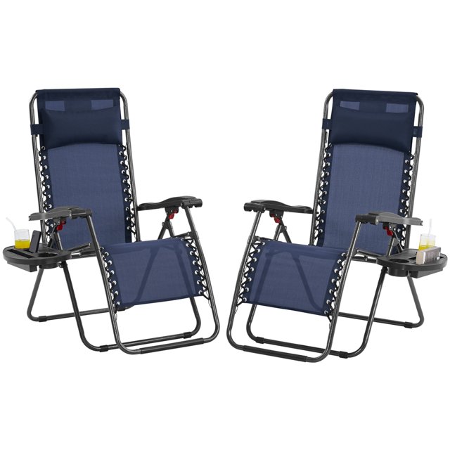 Topeakmart 2pcs Adjustable Zero Gravity Reclining Patio Fabric Loungers