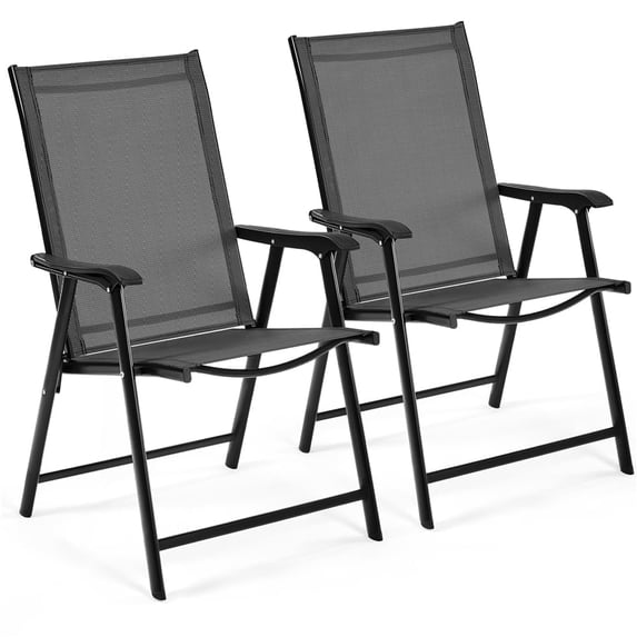 Yaheetech 2pcs Folding Dining Chairs with Backrest, Black