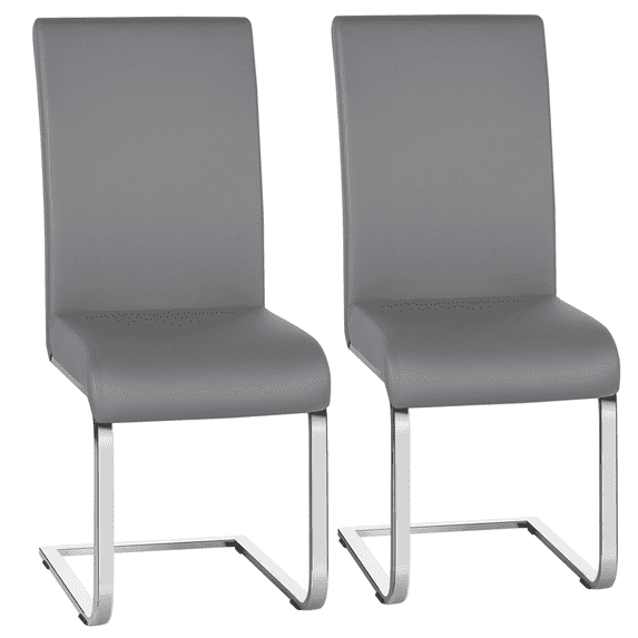 Topeakmart 2pcs Modern Faux Leather Dining Chairs for Kitchen Dining Room, Light Gray
