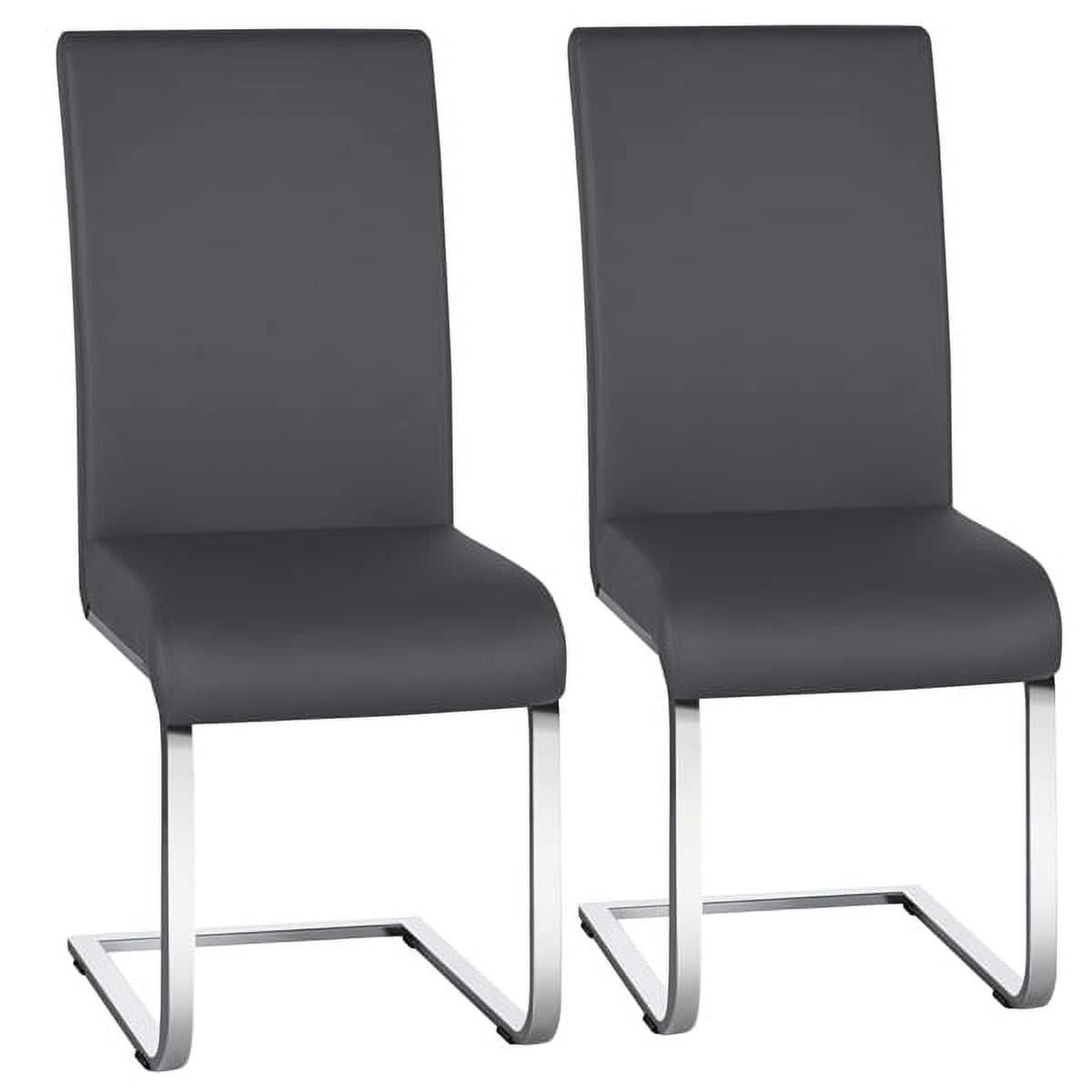 Yaheetech 2pcs Modern Faux Leather Dining Chairs with Metal Legs for Kitchen, Gray