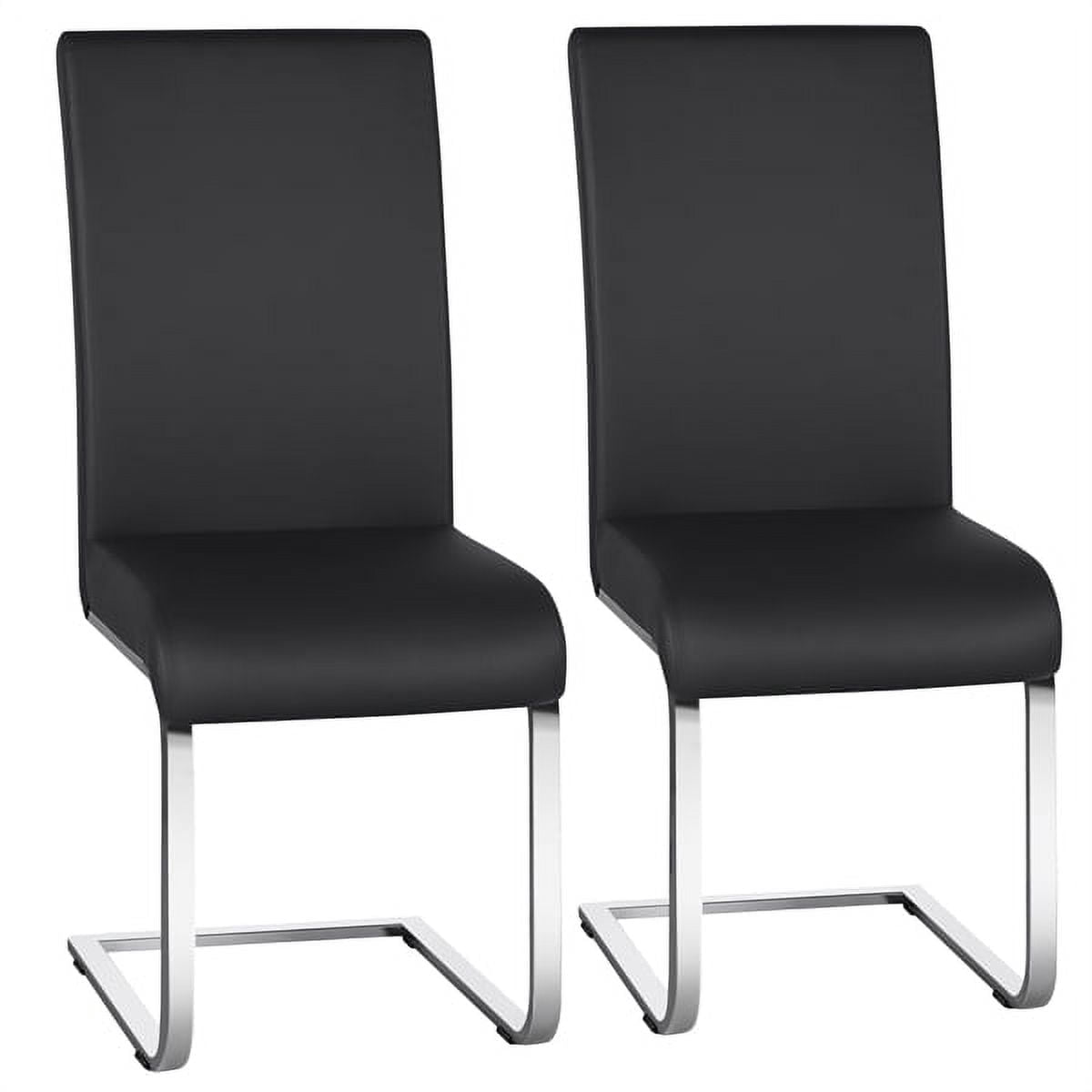 Yaheetech 2pcs Modern PU Leather Dining Chairs Dining Room Metal Seat Kitchen Furniture Black