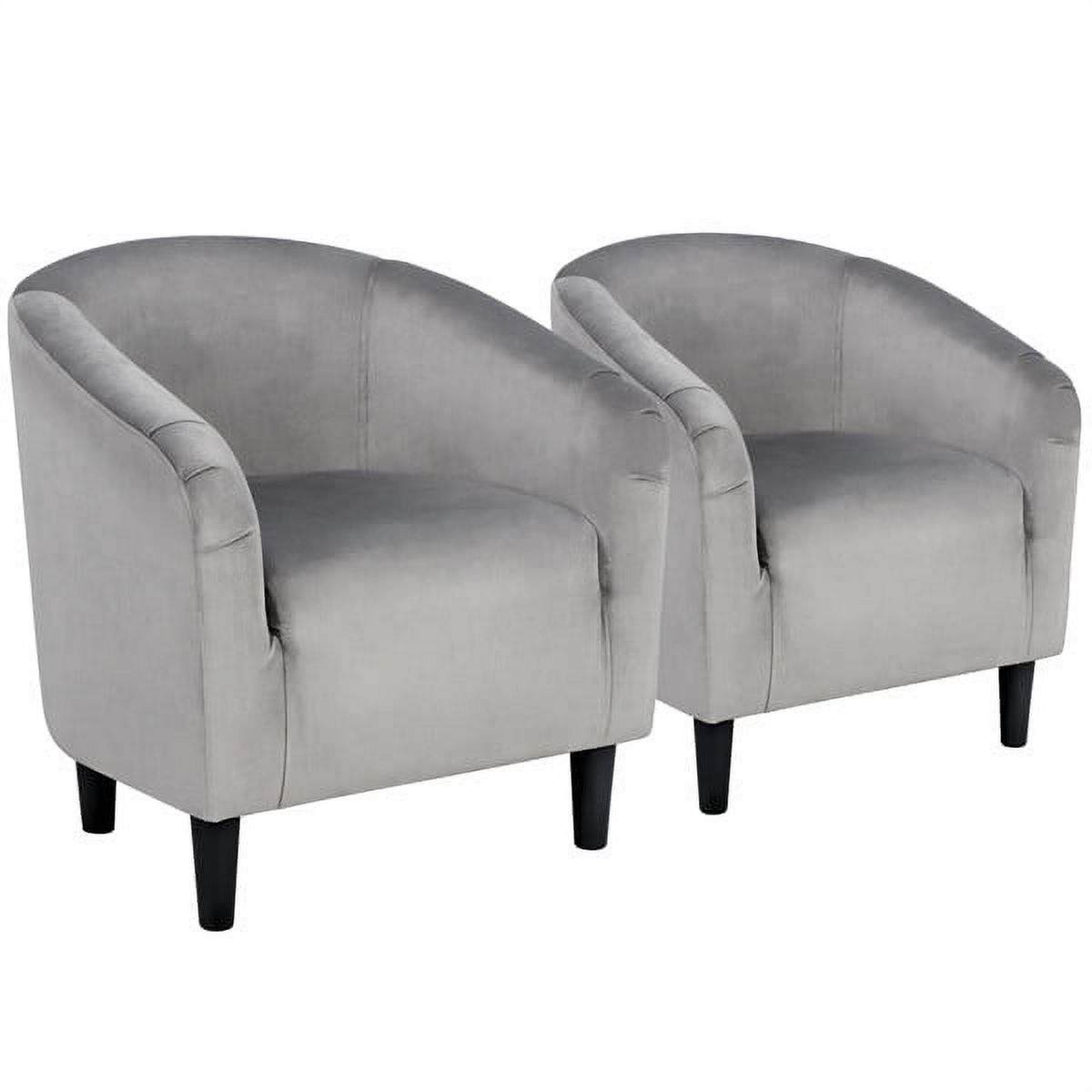 Topeakmart 2pcs Ushaped Barrel Armchairs, Velvet Upholstered Club