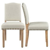 Topeakmart 2pcs Upholstered Kitchen Dining Chairs with Nailhead Trim, Beige