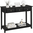 thumbnail image 1 of Topeakmart 3-Drawer Wooden Console Table Entryway Table with Storage Shelf Pine Wood Legs, Black, 1 of 15