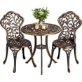 thumbnail image 1 of Topeakmart 3-Piece Cast Aluminum Patio Bistro Table Set Outdoor Furniture, Bronze, 1 of 13
