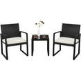 Topeakmart 3Piece Patio Bistro Furniture Set with Rattan Chairs for