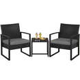 thumbnail image 1 of Yaheetech 3-Piece Modern PE Rattan Patio Bistro Set for Garden Backyard, Black, 1 of 8