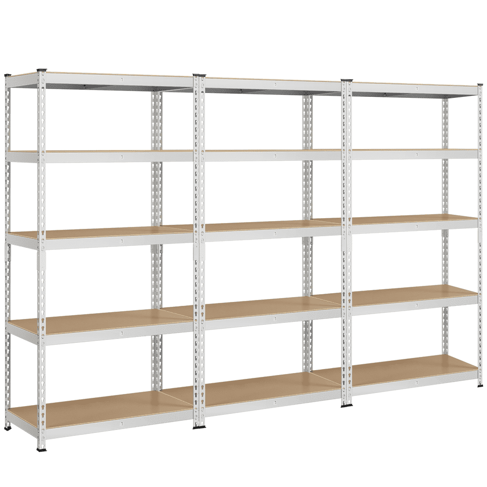 Yaheetech 3 Pieces of 5 Tiers Adjustable Metal Storage Shelving Boltless Display Stand, Silver