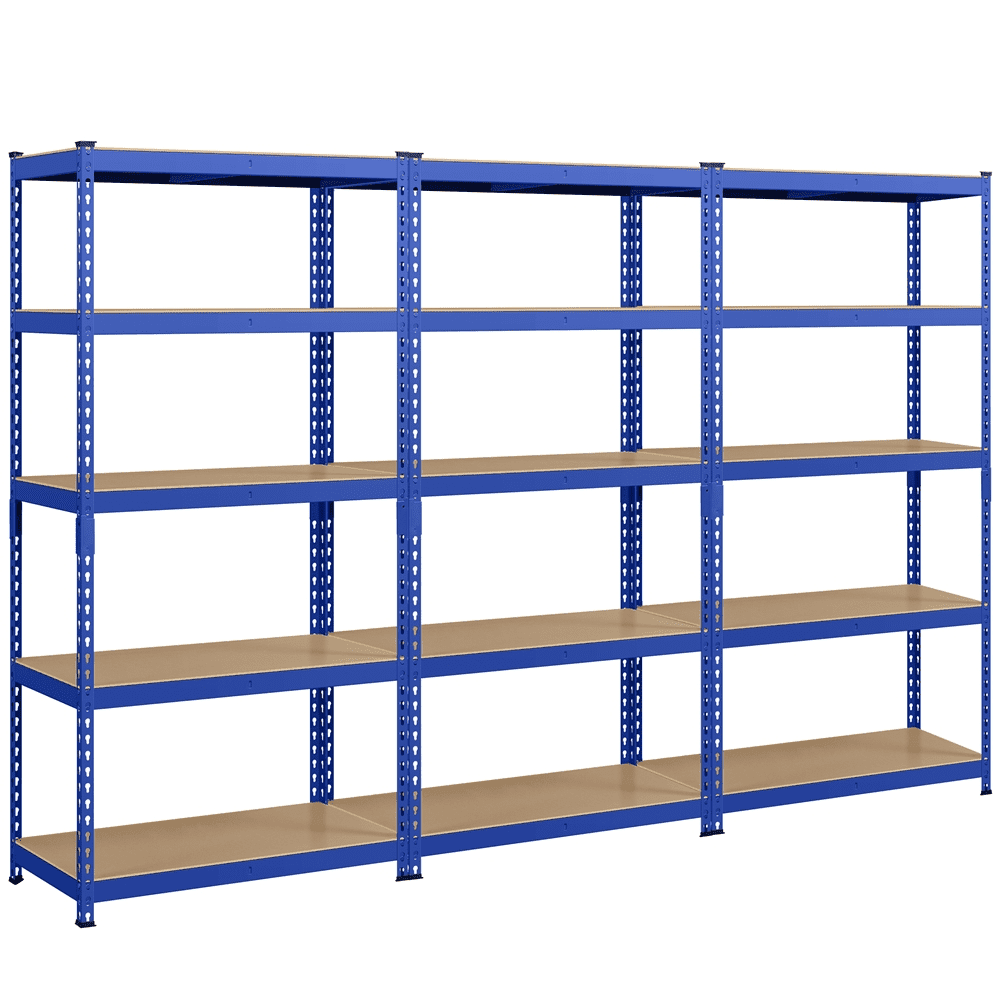 Yaheetech 3 Pieces of 5 Tiers Boltless Adjustable Metal Storage Shelving Units, Blue