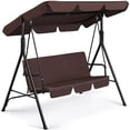 thumbnail image 1 of Yaheetech 3-Seat Patio Swing Chair with Adjustable Canopy, Dark Brown, 1 of 8