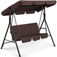thumbnail image 1 of Topeakmart 3-Seat Patio Swing Chair with Adjustable Canopy, Dark Brown, 1 of 8