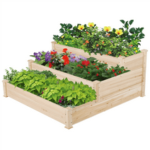 Topeakmart 3 Tier Elevated Raised Garden Bed Planter Box, Wood