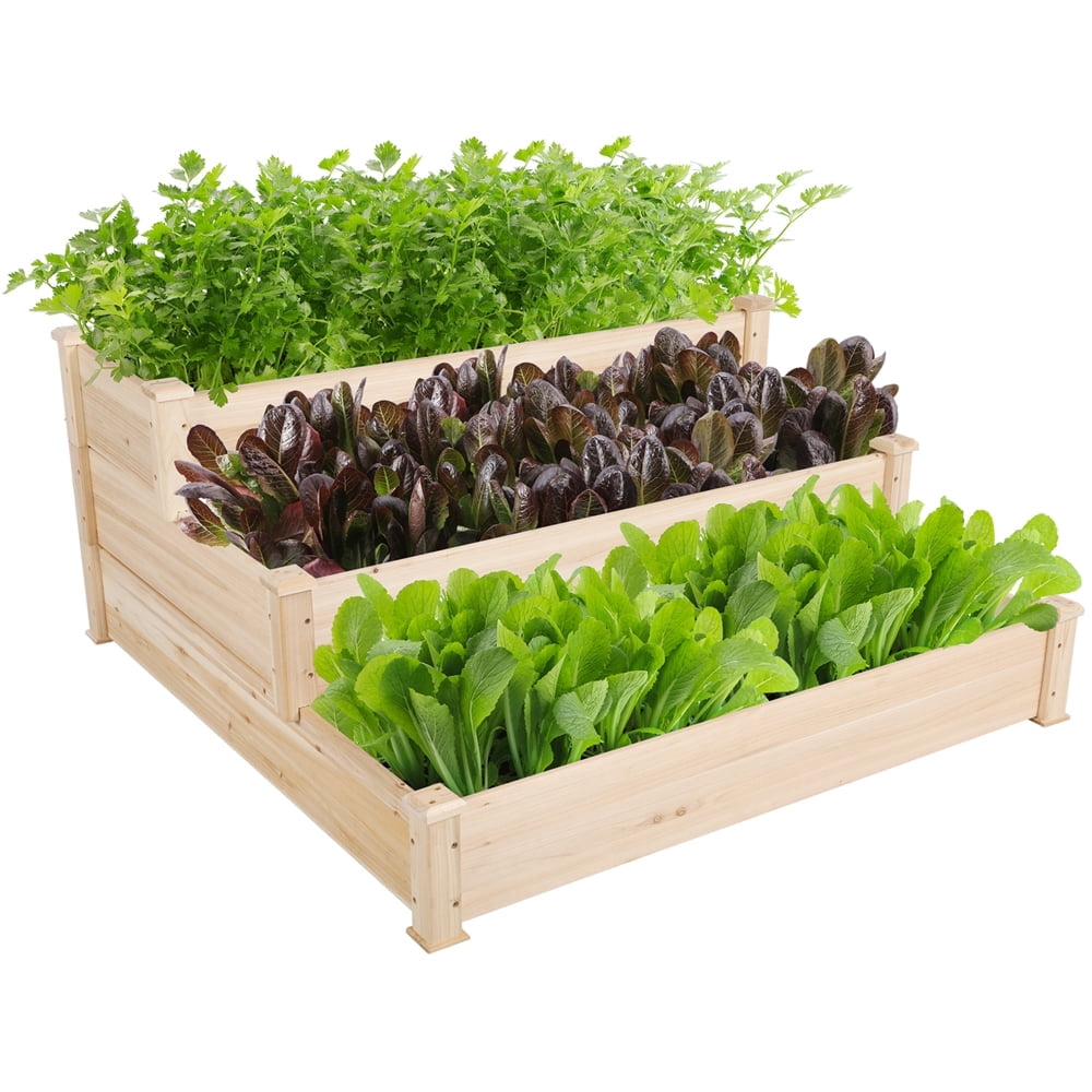 Yaheetech 3 Tier Elevated Raised Garden Bed Planter Box, Wood