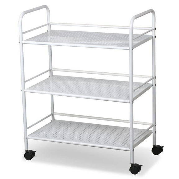 Topeakmart 3 Tier Salon Trolley Cart Rolling Trolley Cart, White