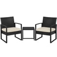 thumbnail image 1 of Yaheetech 3-piece Patio Set 2 Rattan Chairs & Table with Cushions, Black/Beige, 1 of 7