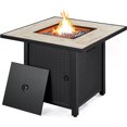 thumbnail image 1 of Yaheetech 30'' Outdoor Square Propane Fire Pit Table 50,000 BTU Gas w/ Ceramic Rattan Pattern Steel Base Glass Black, 1 of 19