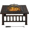 thumbnail image 1 of Topeakmart 32'' Outdoor Metal Square Fire Pit with Cover & Poker, Copper, 1 of 15