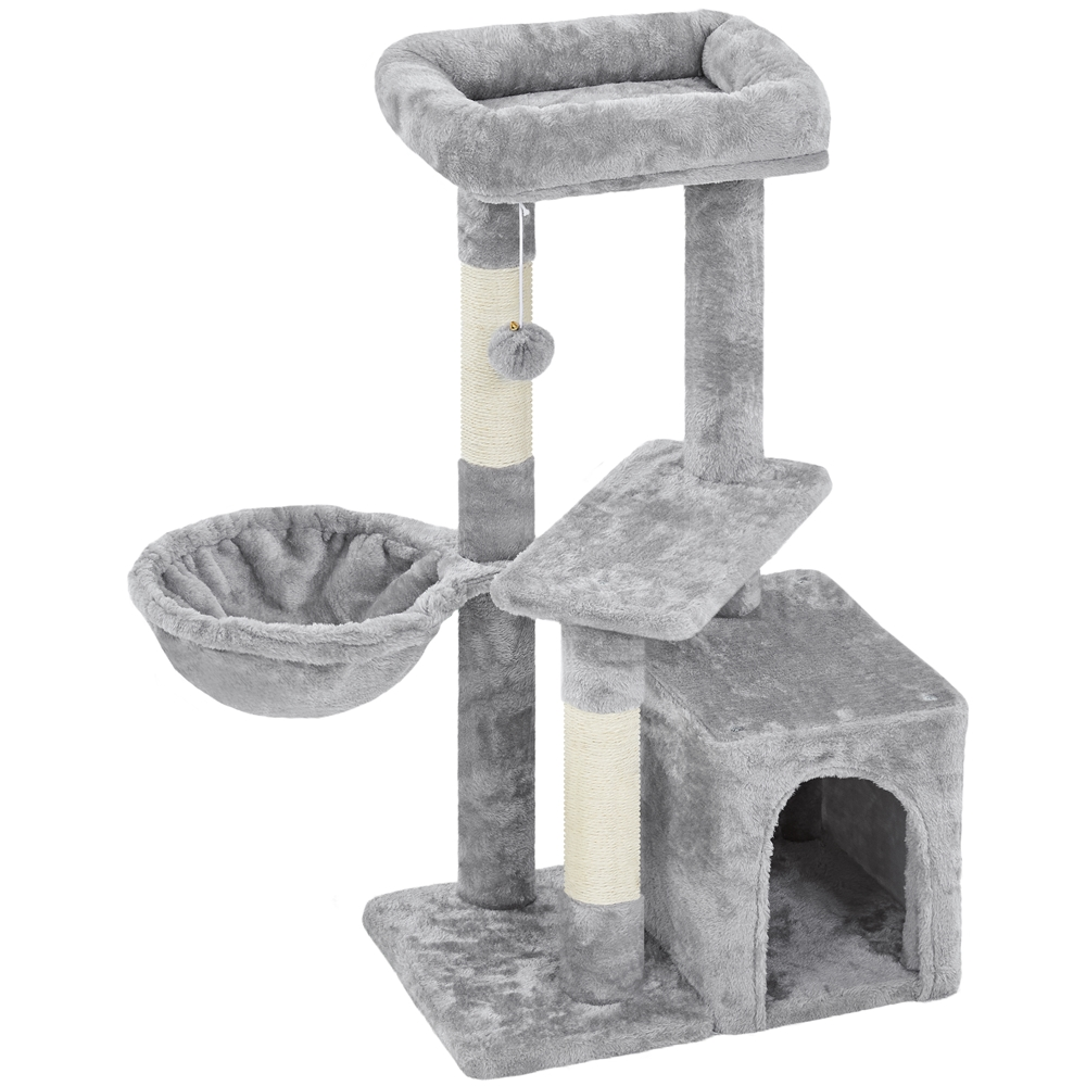 SmileMart 54" Double Condo Cat Tree with Scratching Post Tower, Dark Gray