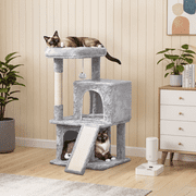 Yaheetech 36'' H Cat Tree Tower House with Double Condos Scratching Posts Sisal Rope Furry Ball for Cats and Kittens, Li