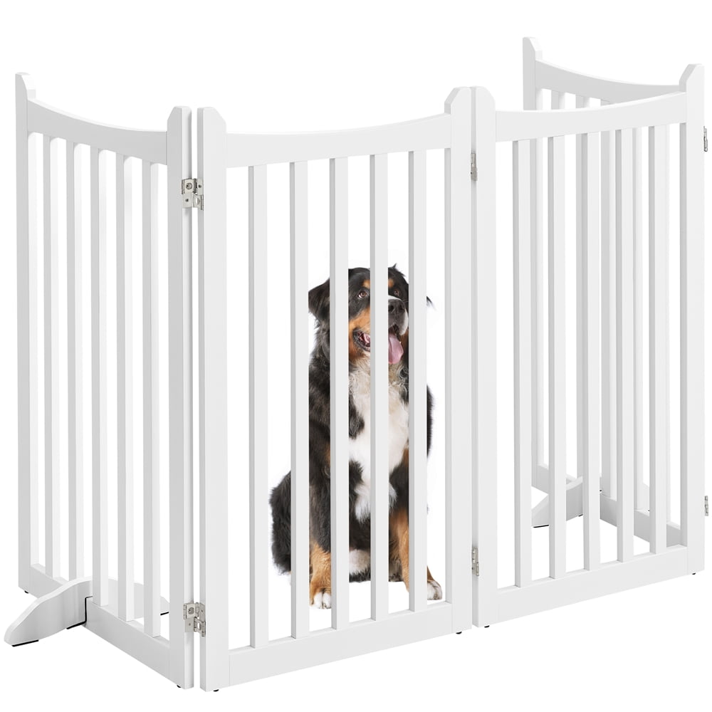 Topeakmart 36"H Foldable Freestanding Wooden Dog Gate Puppy Fence with