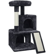 Topeakmart 36'' H Multilevel Cat Tree Condos Cat House with Scratching Posts Sisal Rope Furry Ball, Black