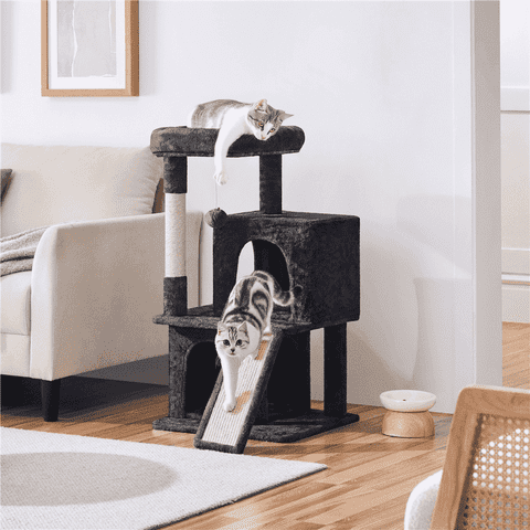 Yaheetech 36'' H Multilevel Cat Tree with Scratching Posts Sisal Rope Furry Ball, Black