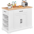 thumbnail image 1 of Topeakmart 36″H Wooden Rolling Storage Kitchen Island with Drawer Open Shelving, White, 1 of 10
