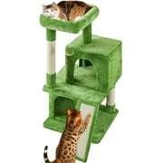 Topeakmart 36" Tall Multilevel Cat Tree with Double Condos, Green