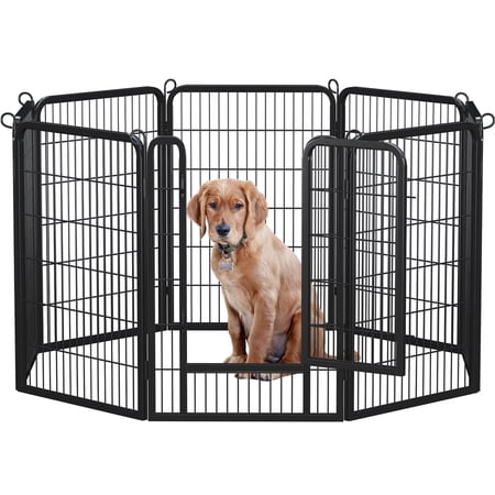 Topeakmart 39.5? Tall Metal Dog Playpen with Door 8 Panels for Outdoor Indoor, Black