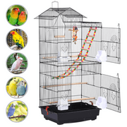 Topeakmart 39''H Metal Parrot Cage Birdcage with Toys & Swing, Light Gray