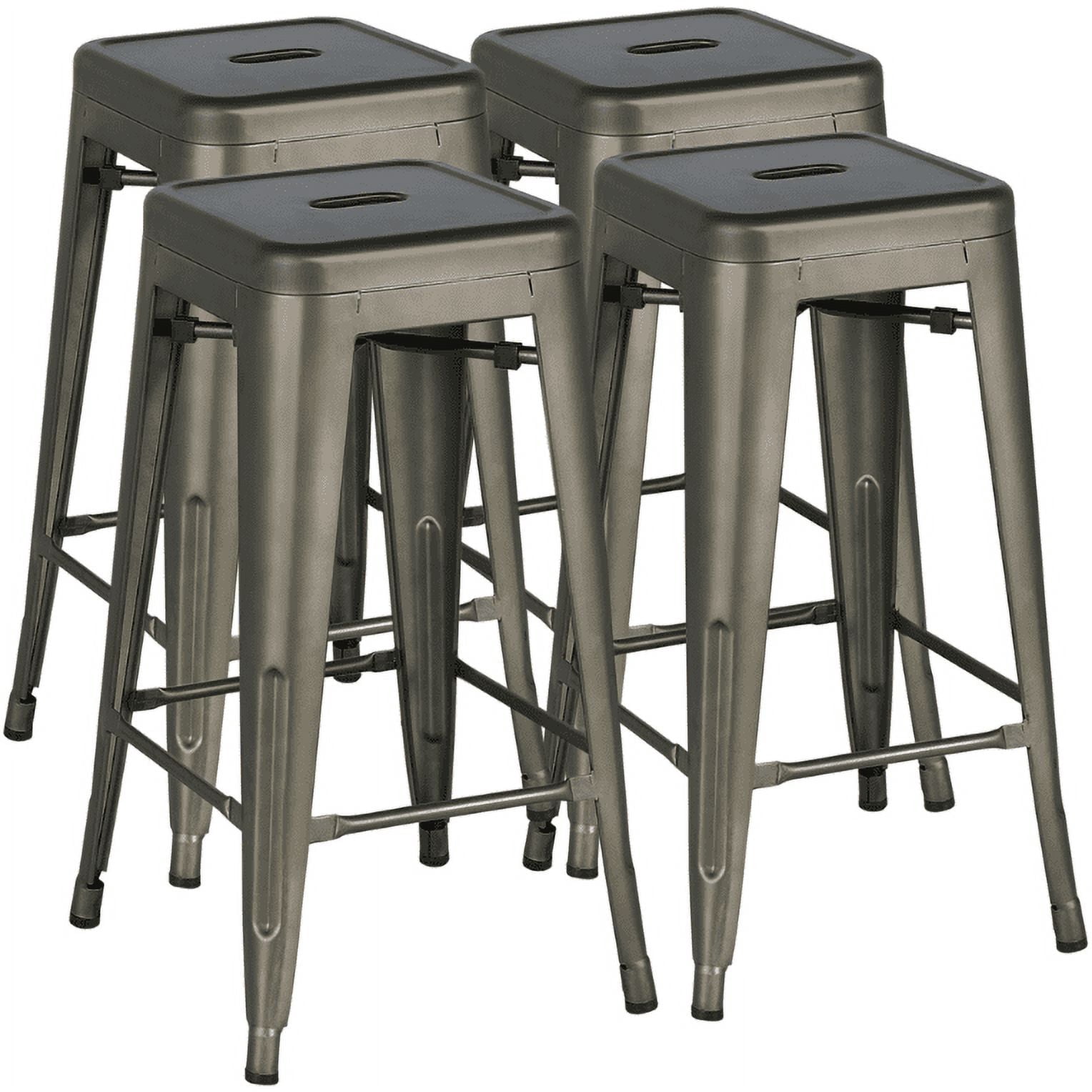 Yaheetech Set of 4 Stackable Metal Bar Stools for Dining Room, Metal