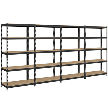 Topeakmart 4 Pieces of 5 Tiers Adjustable Metal Storage Shelving Boltless Display Stand, Black