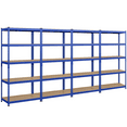 thumbnail image 1 of Topeakmart 4 Pieces of 5 Tiers Adjustable Metal Storage Shelving Stand, Blue, 1 of 7