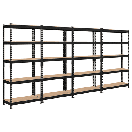 Yaheetech 4 Pieces 5 Tiers Boltless Storage Shelf Goods Rack for Home Warehouse, Black