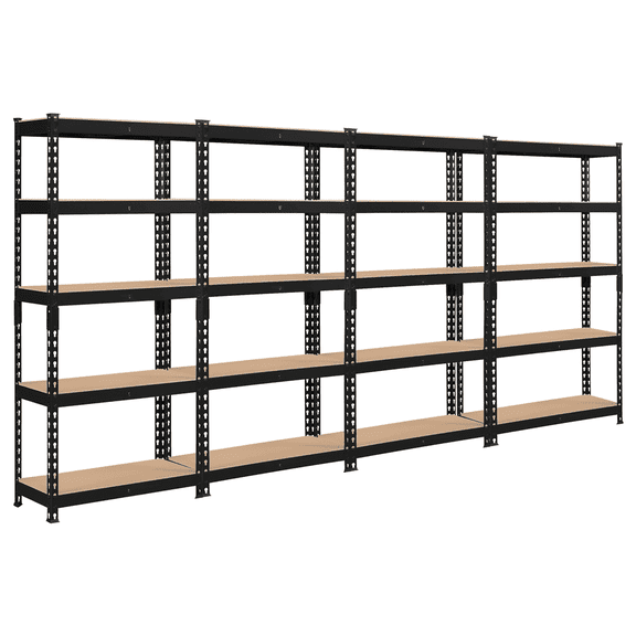 Yaheetech 4 Pieces 5 Tiers Boltless Storage Shelf Goods Rack for Home Warehouse, Black