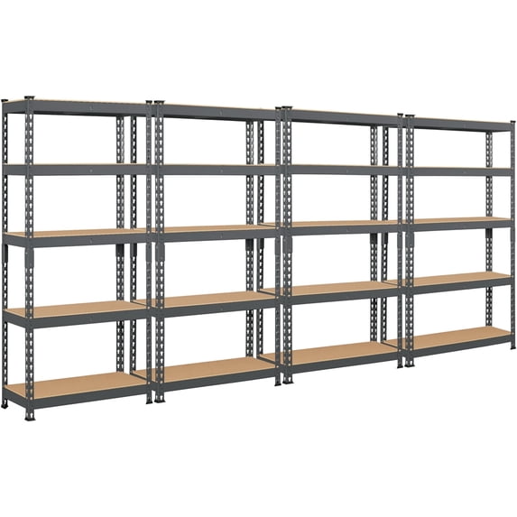 Yaheetech 4 Pieces of 5 Tiers Boltless Storage Shelf Goods Rack for Home Warehouse, Dark Gray
