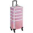 thumbnail image 1 of Yaheetech 4 in 1 Aluminum Rolling Cosmetic Makeup Train Cases Trolley, Glitter Pink, 1 of 15