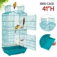 thumbnail image 1 of Yaheetech 41'' H Open Top Metal Bird Cage Large Parrot Cage with Four Feeders, Teal Blue, 1 of 12