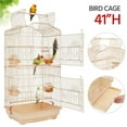 thumbnail image 1 of Yaheetech 41'' H Open Top Metal Birdcage Parrot Cage with Feeders, Almond, 1 of 12
