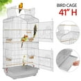 thumbnail image 1 of Topeakmart 41'' H Open Top Metal Birdcage Parrot Cage with Feeders, Light Gray, 1 of 13