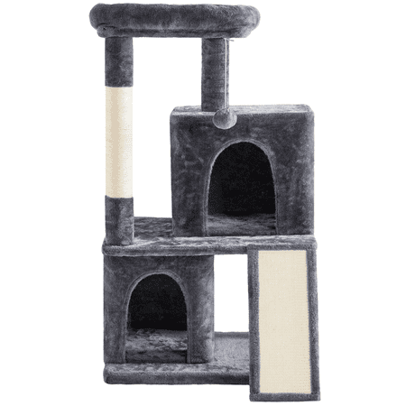 Yaheetech 42'' Cat Tree Tower with 2 Condos & Scratching Posts, Dark Gray