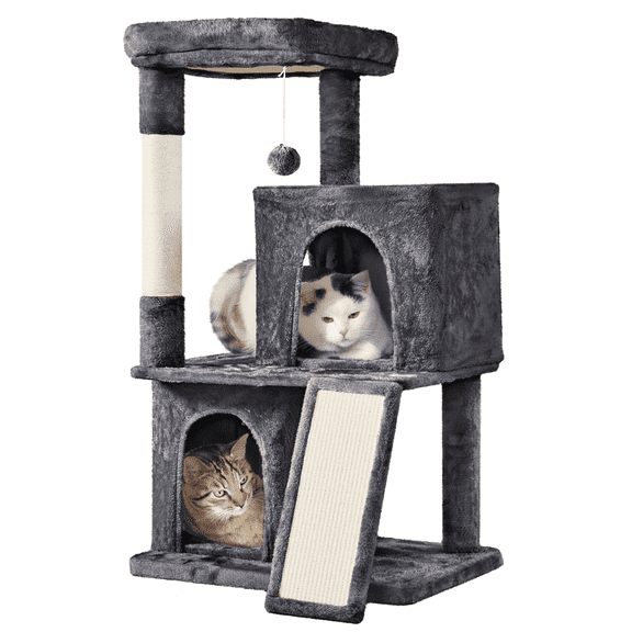 Yaheetech 41.7'' Cat Tree Tower with 2 Condos & Scratching Posts, Dark Gray