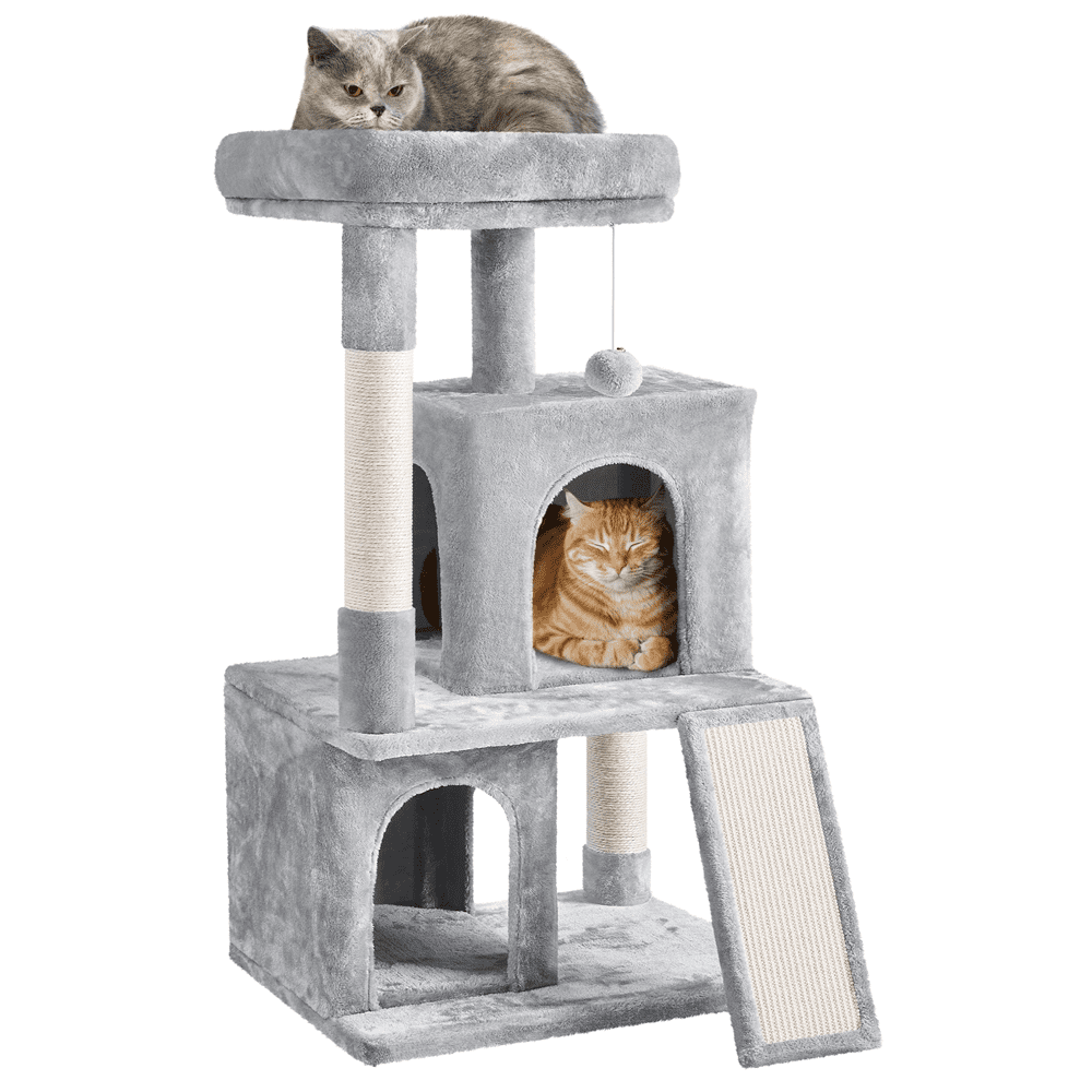 Topeakmart 42'' Double Condo Cat Tree Tower Scratching Posts, Light